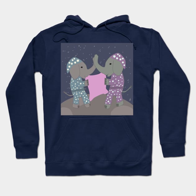 Cute elephants with pyjamas Hoodie by Antiope